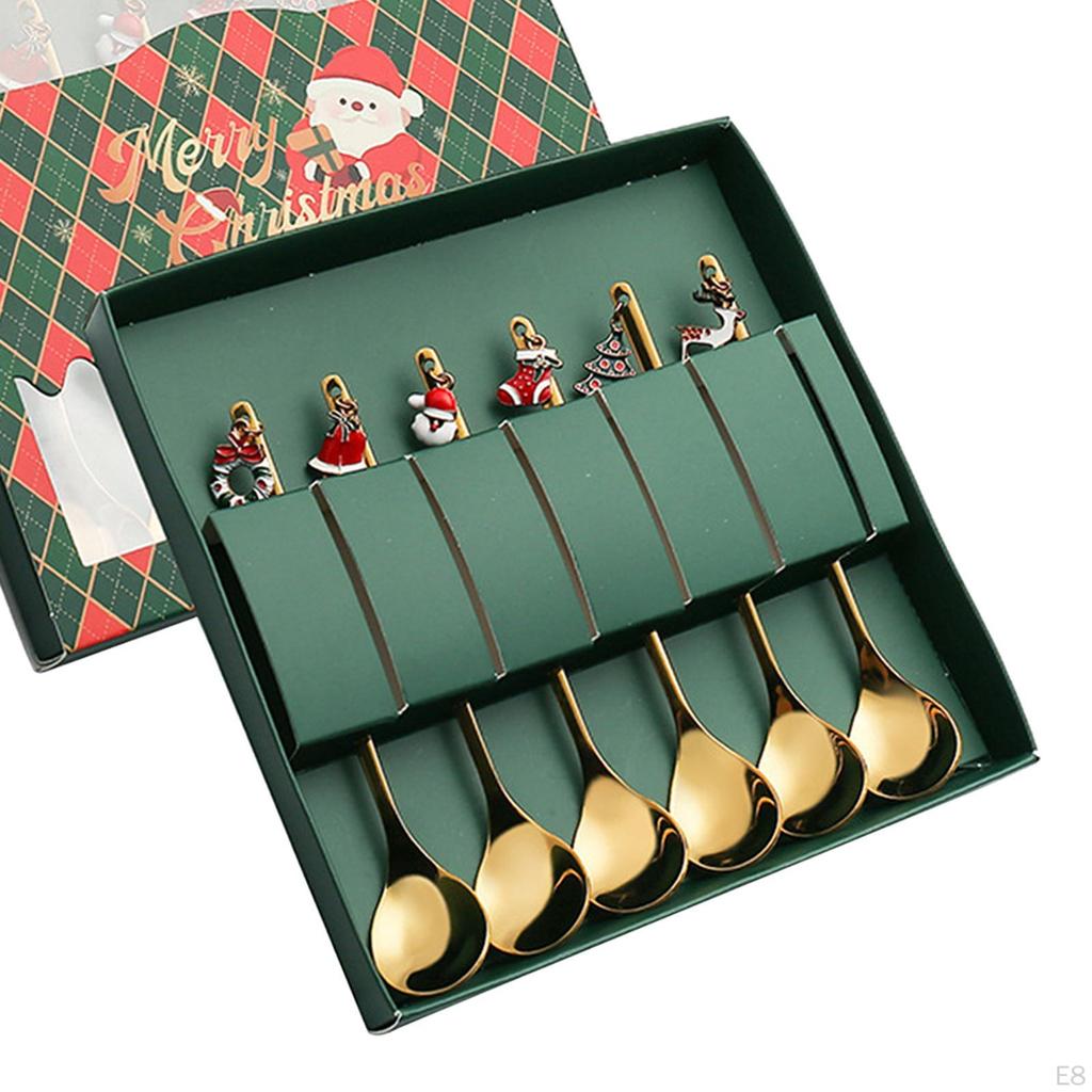 4Pcs Christmas Tableware with Gift Box Creative Stainless Steel Spoons Forks for Dinner