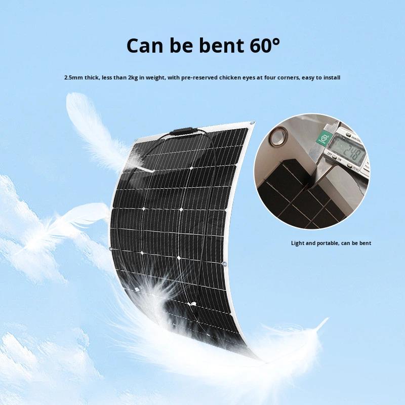 GOKKCL Balkonkraftwerk 200W / 100W Flexibles Solarpanel IP68 Solarzelle Solarladeger Photovoltaik Off-Grid für Wohnmobil 4