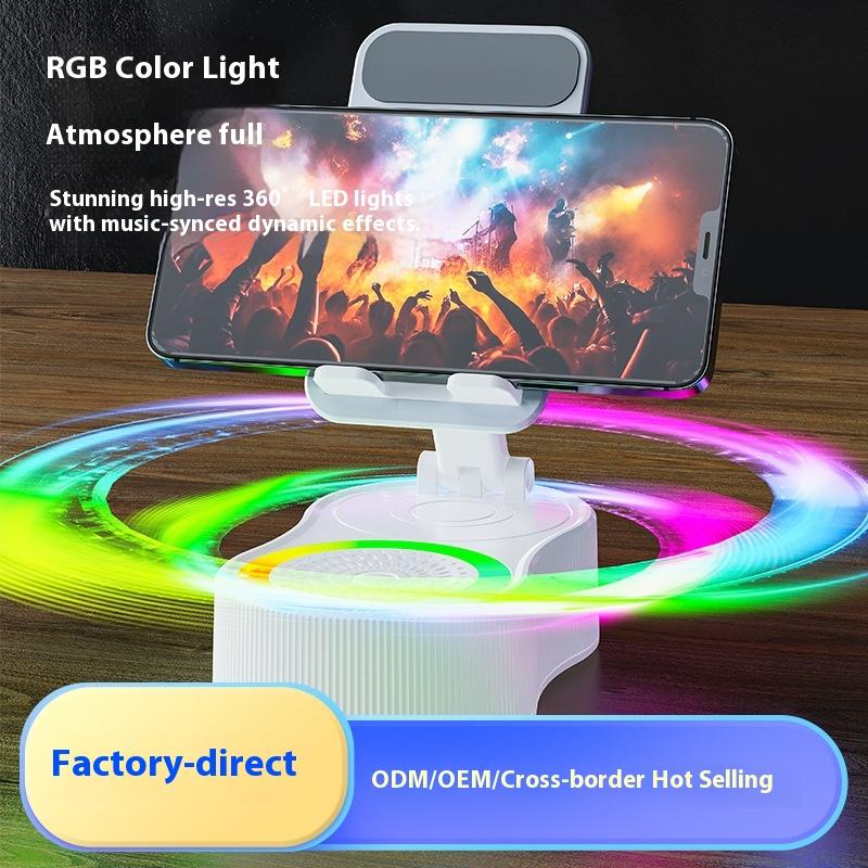 360 Rotary with Lifting Mobile Phone Holder Power Bank Bluetooth Speaker Mini Portable Ambient Light Audio