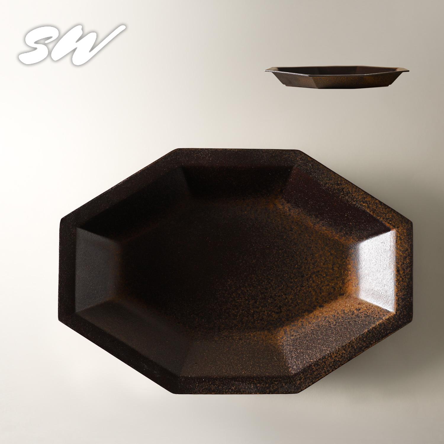 Japanese Retro Octagonal Ceramic Plate for Fish & Vegetables - Elegant Home & Restaurant Tableware