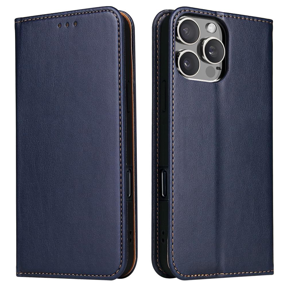 FIERRE SHANN For iPhone 16 Pro Max Case PU Leather Flip Stand Wallet Phone Cover