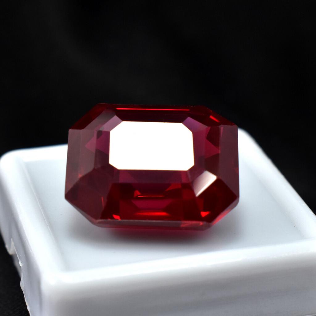Natural Red Ruby Loose Gemstone 26.55 ct Bloody Emerald Cut for Jewelry Making and Gem Collections