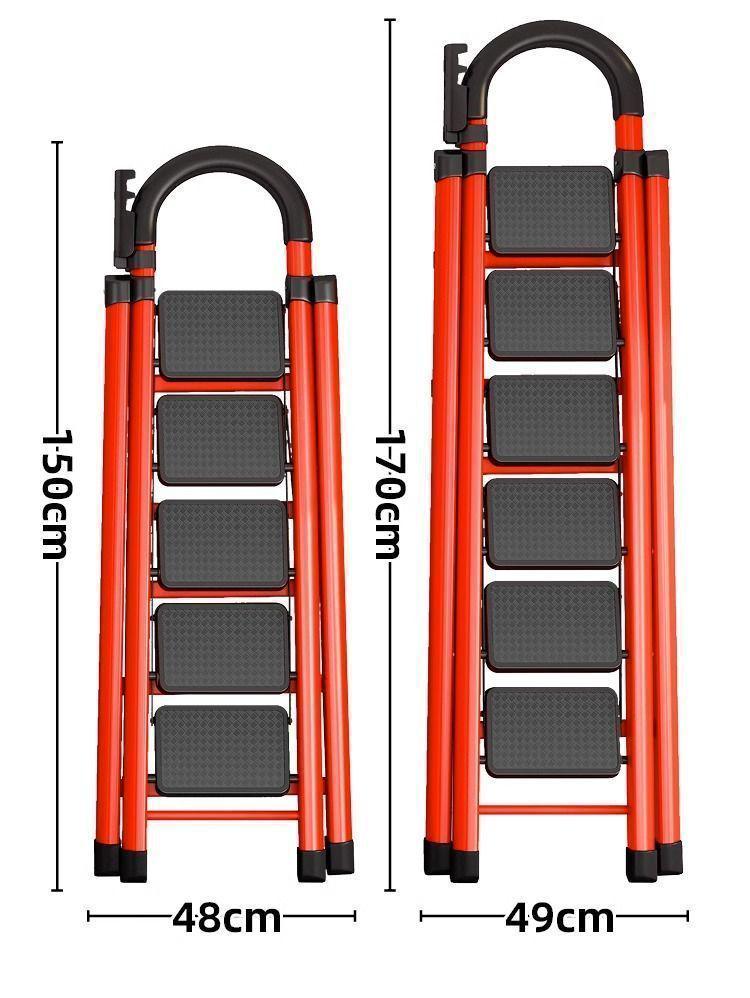 Multi-Functional Telescopic A-Frame Folding Ladder - Thick Carbon Steel Step Ladder for Indoor Use