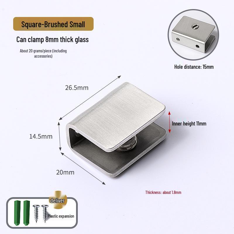 Stainless Steel Semicircular Square Glass Clamp Shelf Bracket