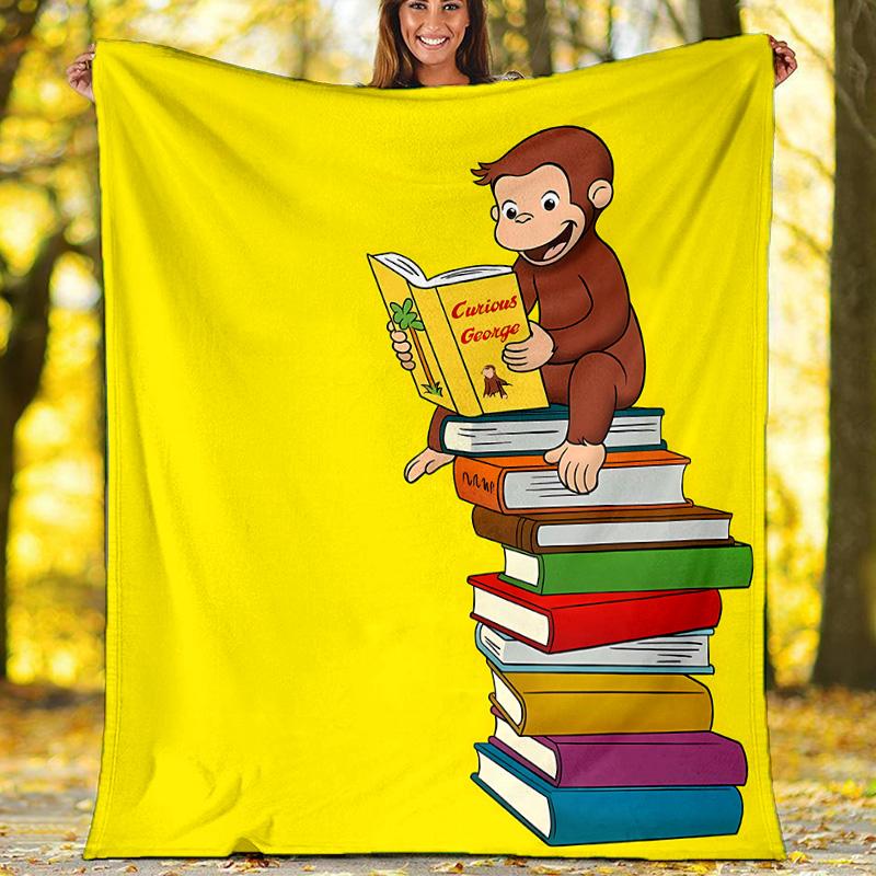 Curious George1 printed throw blanket—lightweight,soft,warm;versatile blanket for all seasons—perfect as &air-conditioning throw,nap blanket