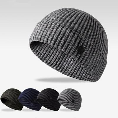 Herbst Winter Warme Gestrickte Hut Männer Frauen Einfarbig Rippen Mützen Hut Im Freien Winddichte Dicke Wandern Radfahren Hut