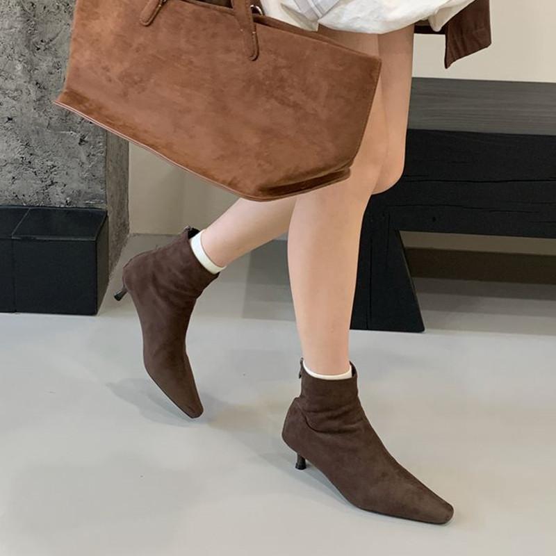 Fashion Baolamos Winter New Brand Women Short Boots Fashion Pointed Toe Ladies Elegant Ankle Boots Thin High Heel Dress Pumps Shoe