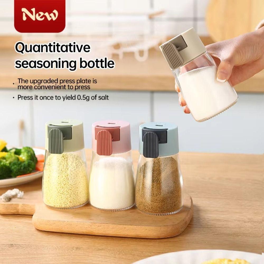 4Pcs 0.5g Quantitative Salt Glass Bottle Press Type Sealed Condiment Jars  Professional Cooking
