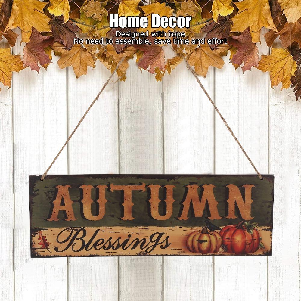 Lightweight Wooden Hanging Sign Pumpkin Sunflower Pattern Door Decor Home Decoration