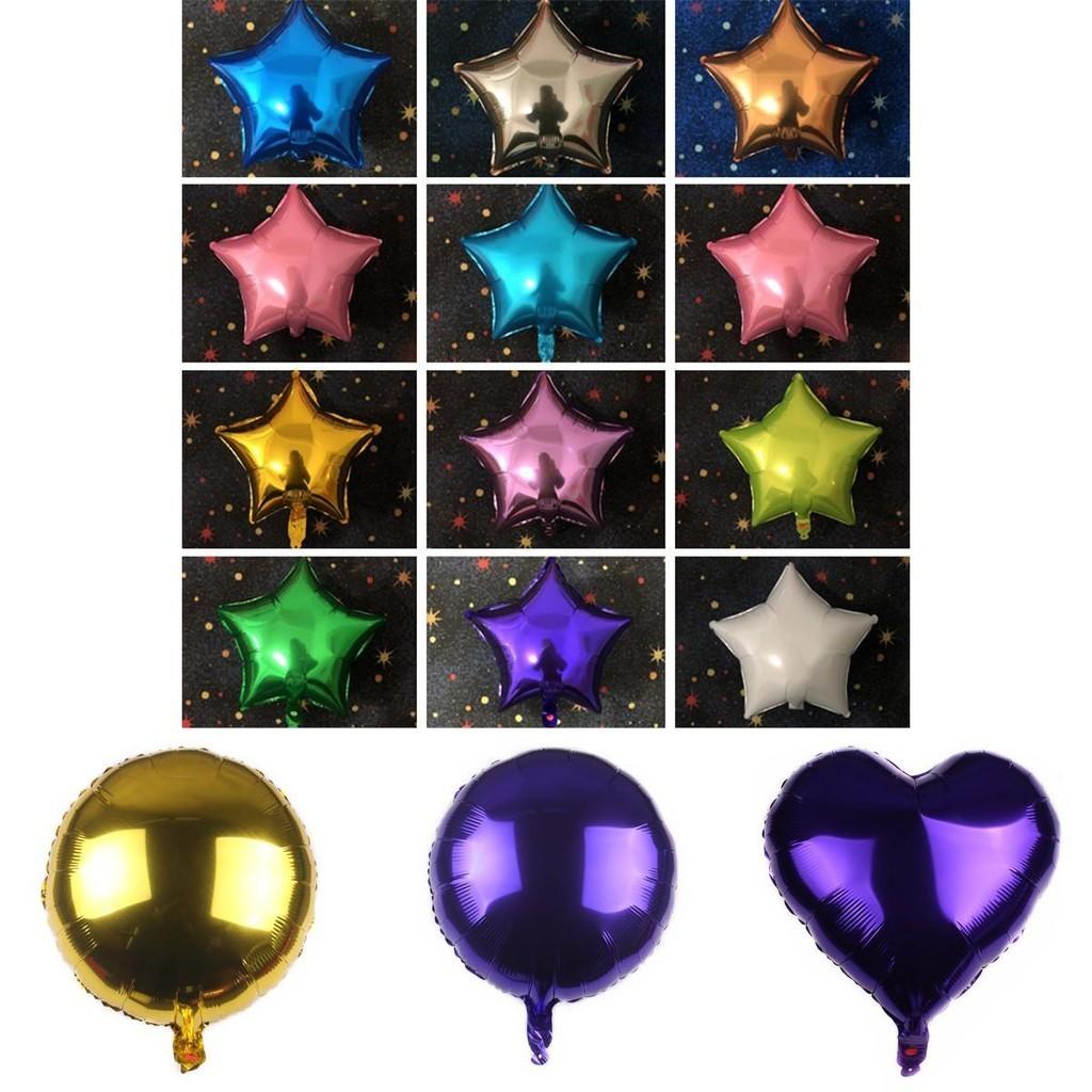Solid Colour 18" Foil Balloons Heart Star Round Shape For Wedding Birthday Party