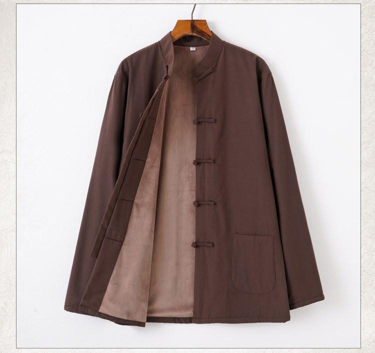 Men’s Winter Cotton Padded Tang Suit Jacket - Chinese Style Stand Collar for Middle-aged and Elderly