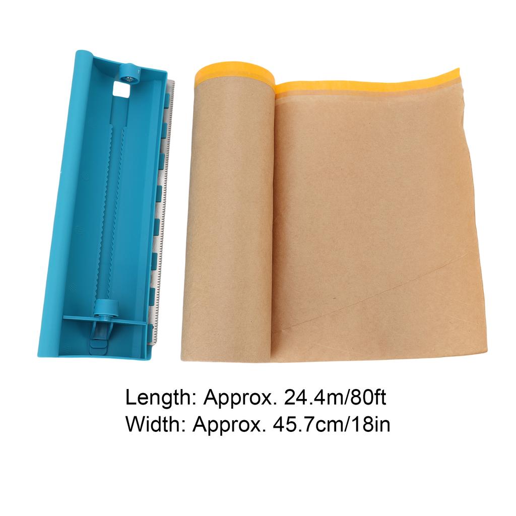 4 Rolls Pre Taped Masking Paper with Dispenser 18 Inch 80 Feet Paint Adhesive Protective Paper Roll for Covering Skirting Frames Cars Auto Body