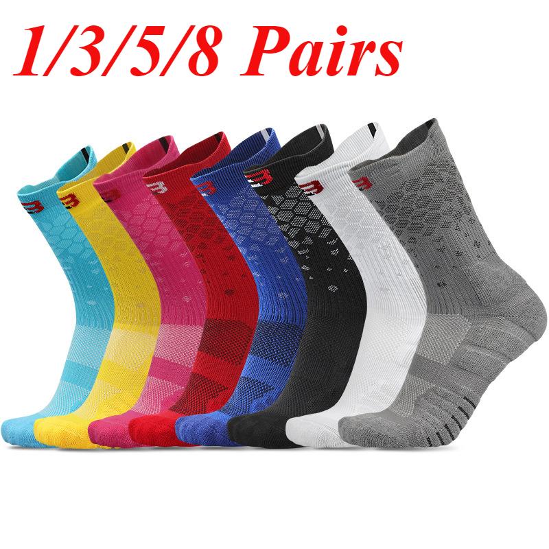 Calcetines de baloncesto de élite gruesos para hombre, calcetines de ciclismo de algodón con fondo de toalla para deportes al aire libre, calcetines para correr para hombre