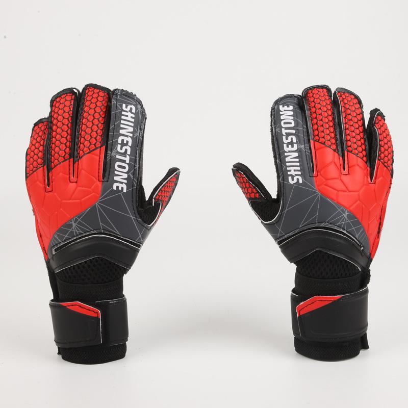 

Профессиональные футбольные вратарские перчатки с защитой пальцев, латексные нескользящие тренировочные износостойкие вратарские перчатки Size 6 14 * 7 (13.5cm) красный