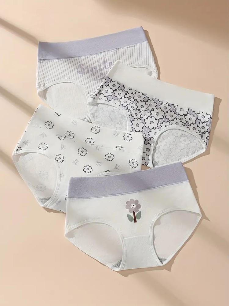 4Pcs Cotton Panties Women High Waist Slimming Underwear Cute Print Young Girls Briefs Plus Size M-4XL Soft Female Lingerie