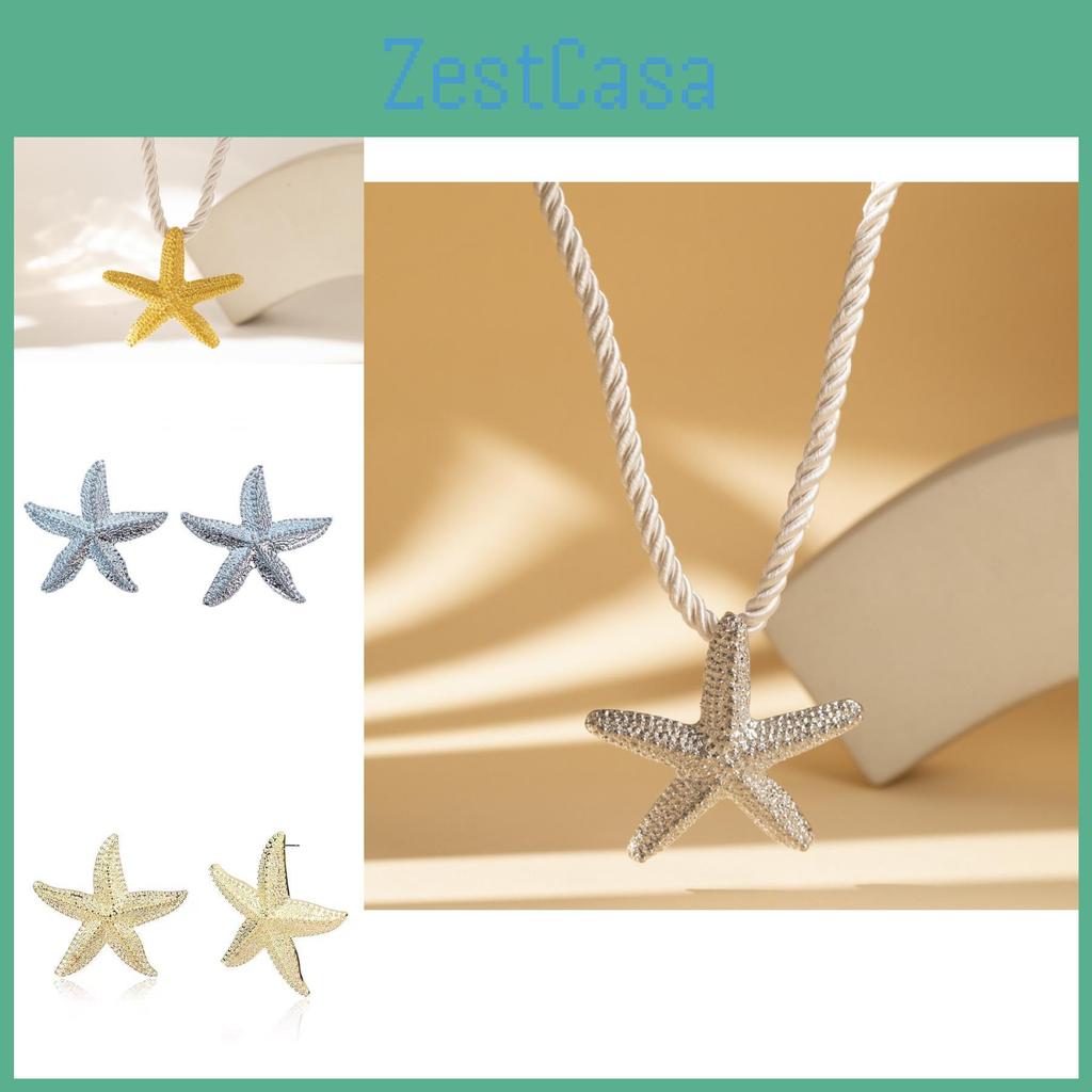 Fashionable Starfish Earrings Gold Alloy Plated For Summer Beach Style