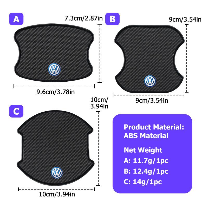 Hub Caps For Volkswagen VW Car Threshold Sticker Door Handle Bowl Scratch Protect Stickers Scirocco Jetta Beetle Golf 4 5 6 Pass