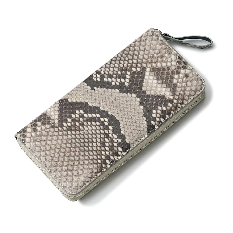 

[Tokyo Crocodile] snakeskin diamond python front cut long wallet made in Japan round type black black snakeskin wallet men s ladies good luck money