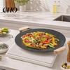 Family Size Outdoor Cooking Pan Electric Smokeless Grill, Nonstick Griddle, Korean BBQ Meat Roaster Quick Heat Conduction with Handle, Round