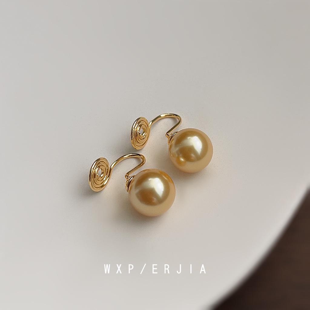 

Позолоченный клипс для ушей в виде жемчужной москитной спирали: Роскошные рождественские украшения без прокола