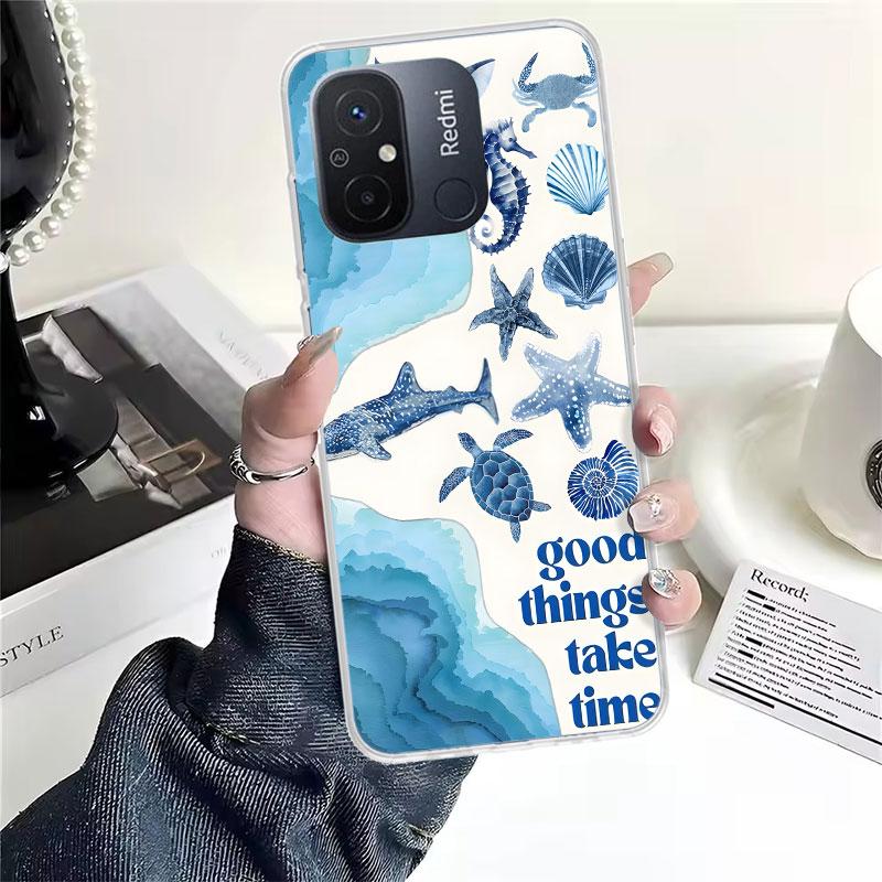 Ocean Starfish Sea Turtle Shark For Xiaomi Redmi 13C 13 12C 12 14C Phone Case 10 10A 10C 9 9A 9C 9T 8A 8 7A 7 6A 6 Pro K70 K60 K