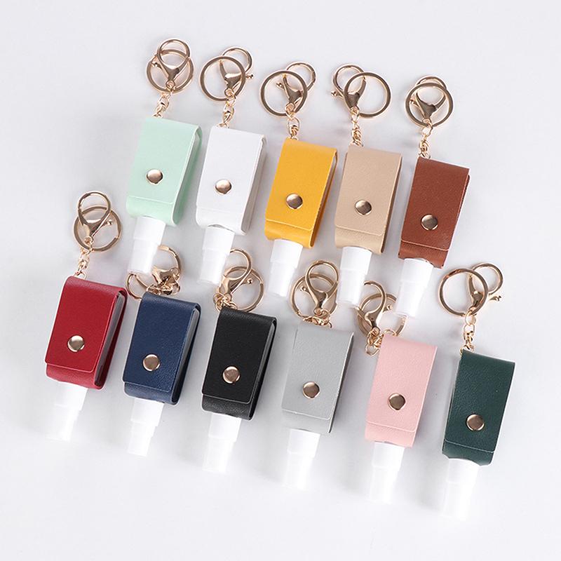 30Ml Hand Sanitizer Bottle Mini Hands Hydroalcoholic Gel Bottle Pu Leather Keychain Mini Soap Dispenser Reusable Storage Bottle