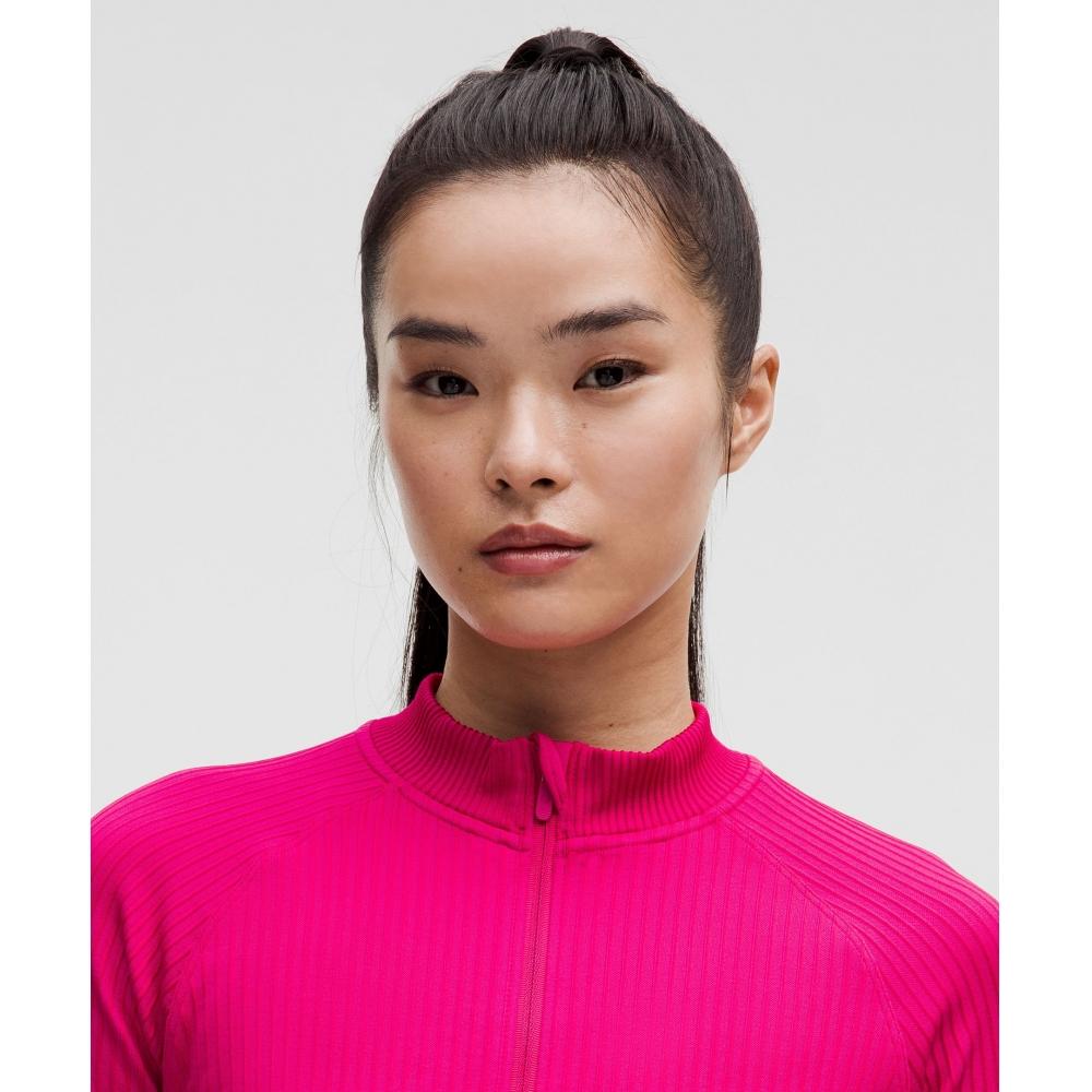 Lululemon Rest Less Cropped Half Zip Colour Rib Passionate Passionate