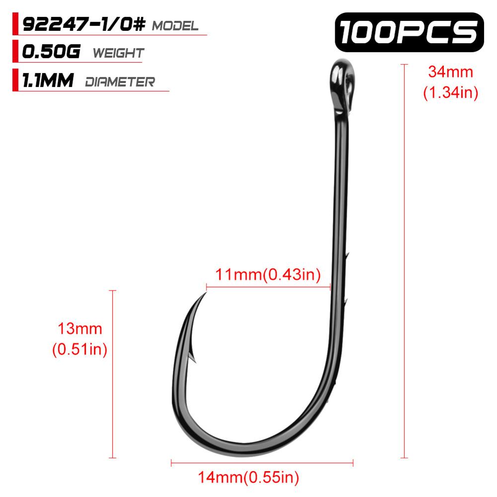 100pcs High Carbon Steel 1#-6/0# Fishing  Hook Single Barbed Hook Fishing Accessories