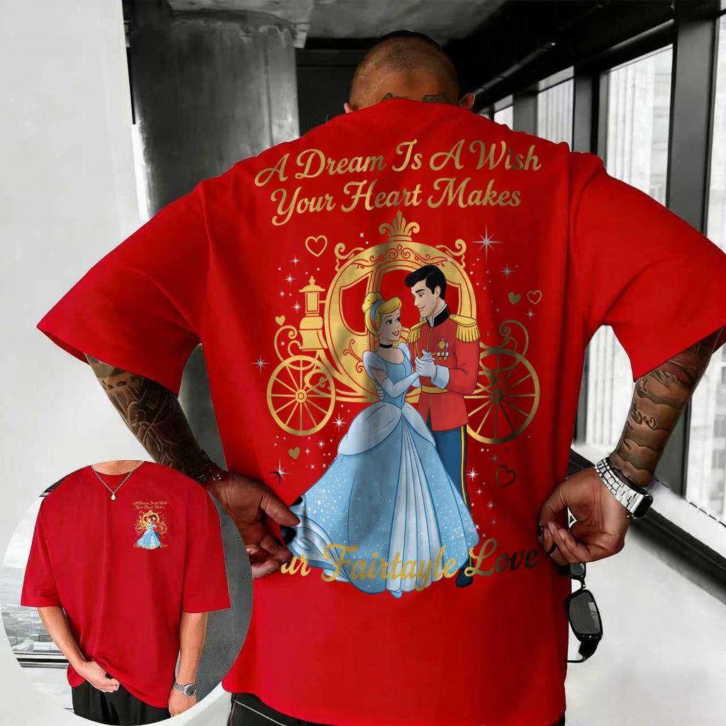 T-shirt Estiva Disney Cenerentola 2026 100% Cotone Manica Corta Casual Larga Traspirante Top Non Stropicciabile
