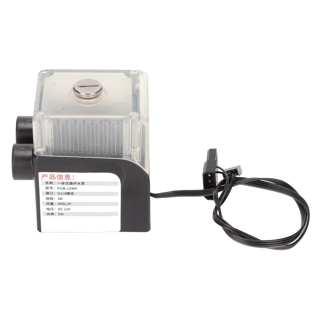 Computer Water Pump Temperature Gauge, Transparent Design, 12V 4-Pin Computer Cooling Pump G1/4 Cable for PC CPU Water Cooling (Black)