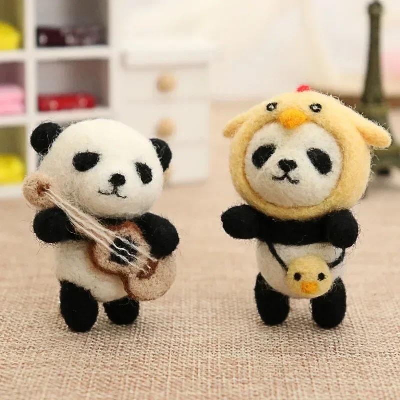 DIY Wool Felt Handmade Panda Unfinished Doll Material Pack Kit Crafts Cute Animal Plush Toy Kids Funny Educational Birthday Gift