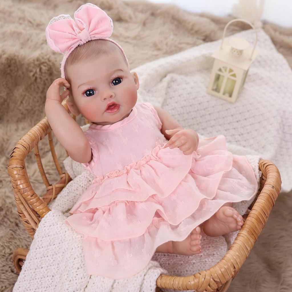18 Inch Lifelike Reborn Bady Doll Full Silicone Vinyl with Visible Veins Newborn Dolls Early Educational Toys Toddler Birthday Gifts