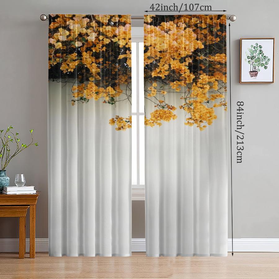 

2pcs- Yellow rose printed curtains pole bag curtains Christmas decorations home decorations room decorations 100*130 HOOK 1pcs