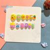 12Pcs Kids Cartoon False Nails - Cute Christmas Themed Pattern, Embossed Press On Nails, Self-adhesive Fake Nails DIY Art