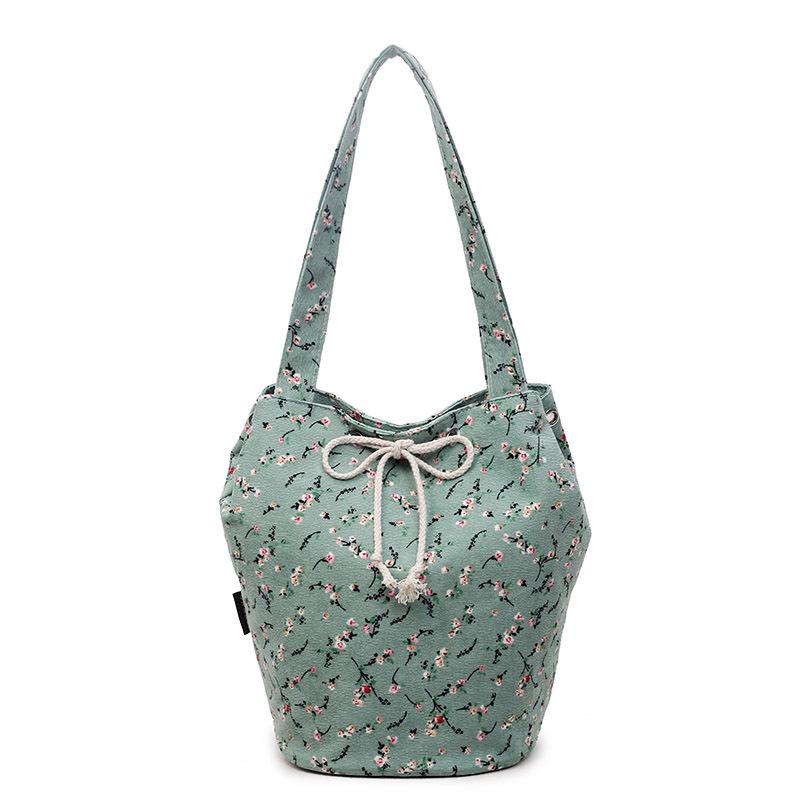 

Floral Canvas Shoulder Bag: Cute, High-Capacity Tote & Backpack зелёный