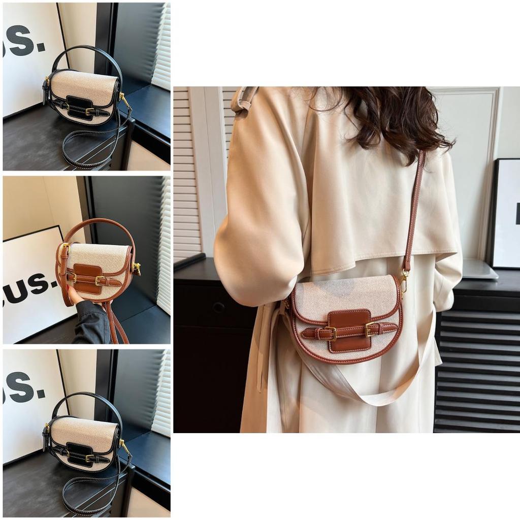 Vintage Saddle Bag For Women Pu Leather Crossbody Handbag With Stitching For Daily Use
