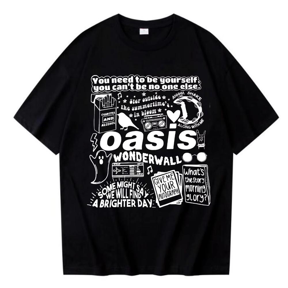 Oasis Reunion Tour 2025 Cotton Printed Tshirt Mens Women Harajuku Oneck Oasis Live 25 Tour Merch Casual Male TShirt Gifts XL
