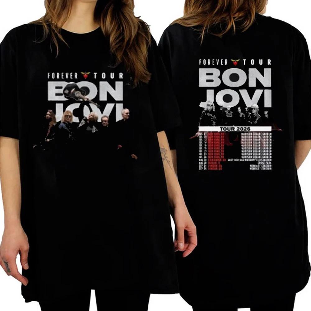 Retro Bon Jovi Forever Tour Shirt 2026, Bon Jovi Hard Rock Tour Tee for Rock Fan S