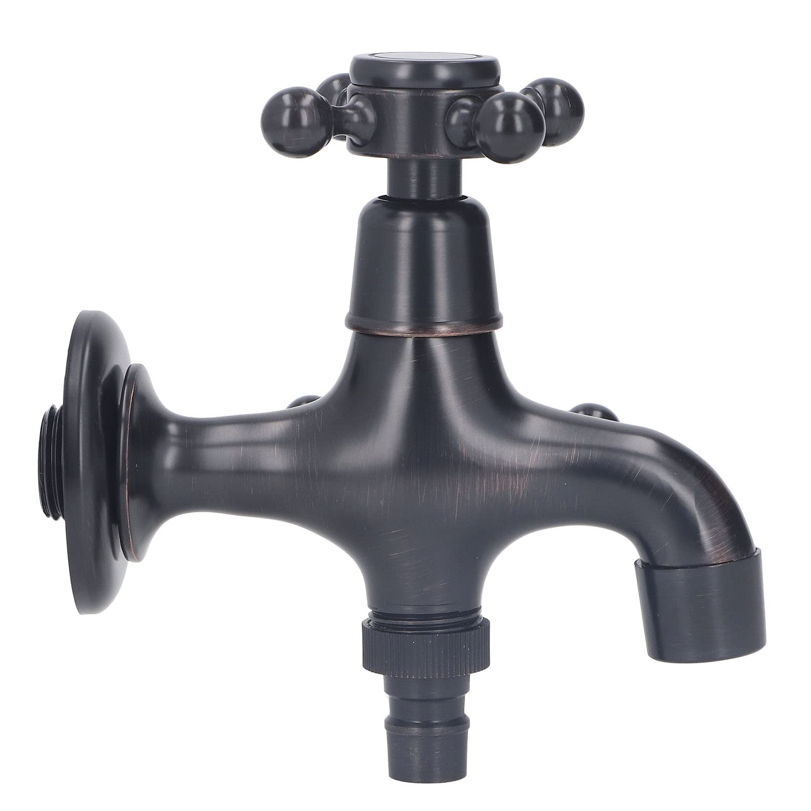 Double-spout faucet, two-way tap, 2-way faucet, branch valve, for washing machine, bathroom, balcony, garden, flower bed, wall-mounted, outdoor faucet