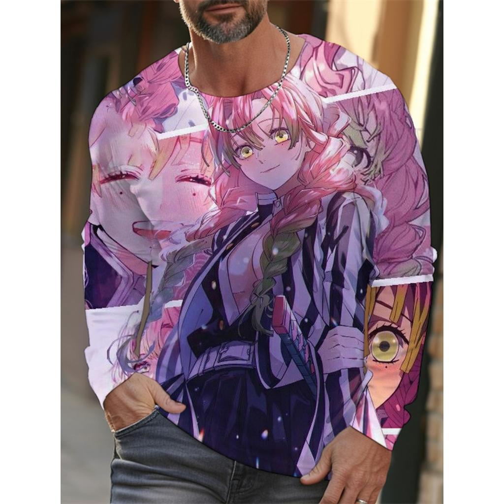 Men's Long-sleeved T-shirt 3D Printing Animation HD Pattern Printing Men's Long-sleeved T-shirt Autumn Tops Casual T-shirt