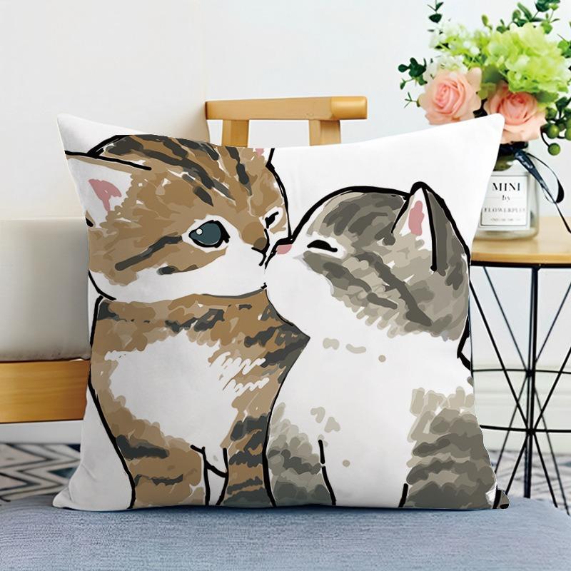 Cartoon Katze Druck Dekorative Kissenhülle Schlafzimmer Wohnzimmer Quadratische Kissenhülle