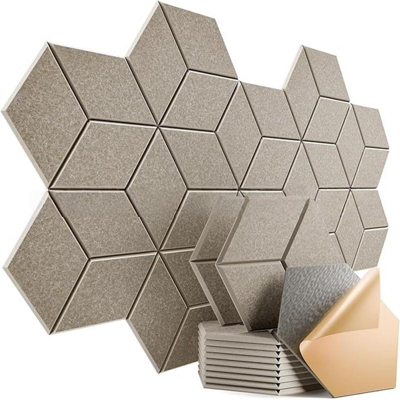 12pcs Tile Stickers Self-Adhesive Hexagonal Acoustic Panels Y-Shaped for Home Interior Decor Living Room Decoration Stickers