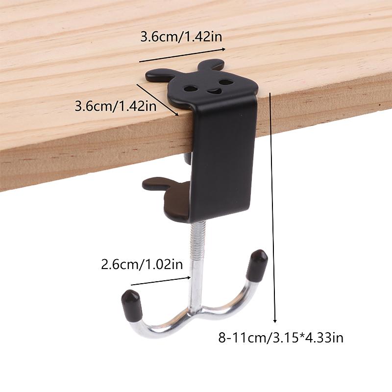 Cute Rabbit Desk Bag Hook Table Side Hanging Hook Adjustable Storage Hooks Headphone Backpack Desk Hanger Punch-Free