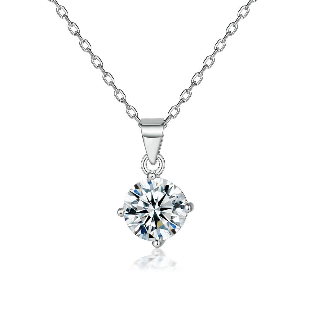 

S925 sterling silver zircon diamond pendant necklace imitation moissanite European and American fashion new popular collarbone chain 925 silver платиновый