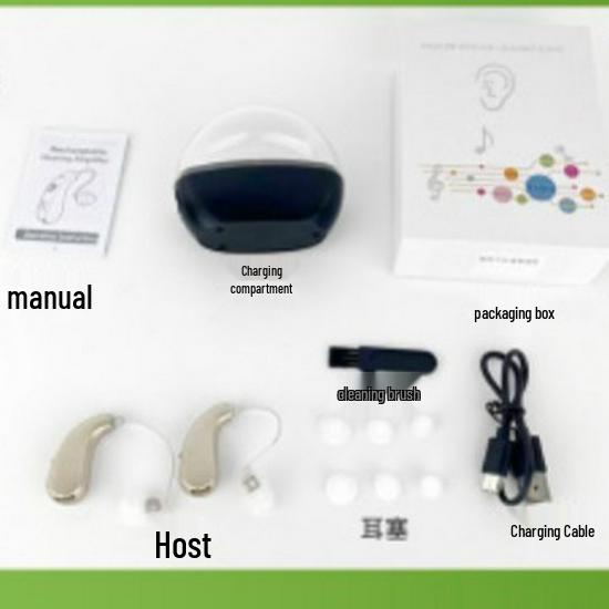 Elderly Hearing Aid: Wireless, Noise-Canceling, Digital, Behind-the-Ear Sound Amplifier with Adjustable Volume