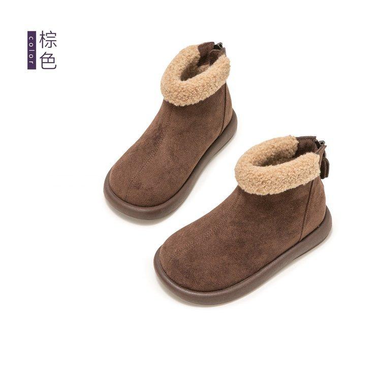 

Детская хлопковая обувь 2025 осень и зима зимние сапоги для девочек пушистые бокен сапоги бархатные теплые мальчиковые короткие сапоги детская обувь 34 коричневый