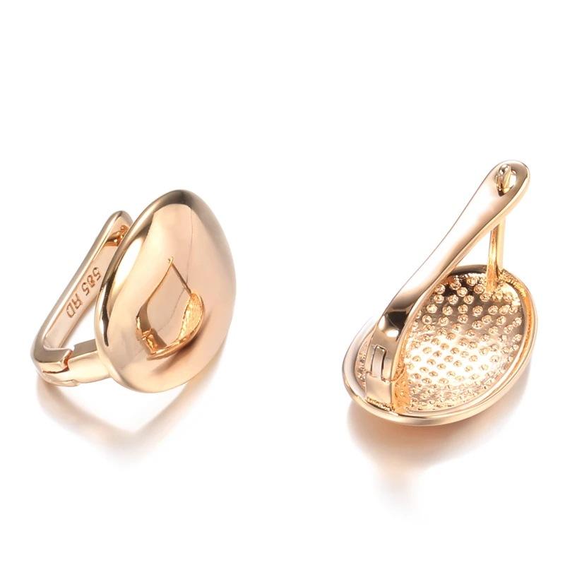 Rose Gold Oval Clip-on Earrings with A Glossy Finish