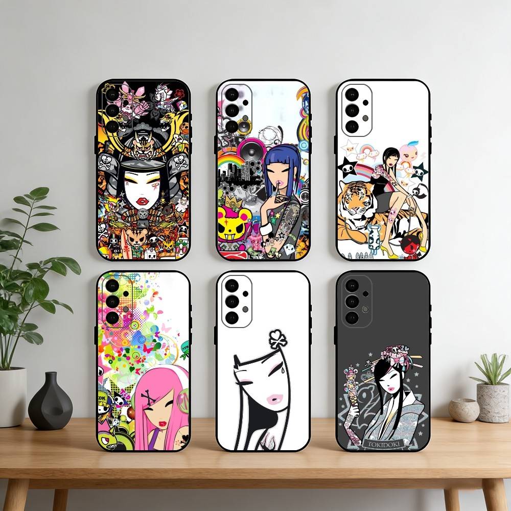 J-Japan T-okidokis Girl Phone Case For Samsung S25,S24,S21,S22,S23,S30,Ultra,S20,Plus,Fe,Note,10,9,5G Black Cover