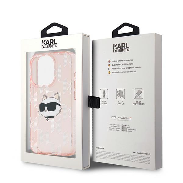 Karl Lagerfeld Klhcp15Lhklpchp Iphone 15 Pro 6.1 Różowy/Pink Hardcase Iml Choupette Head & Monogram