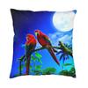 Cute Tropical Parrots Birds Cushion Covers 45X45 Soft Psittacine Throw Pillow Case For Sofa Square Pillowcase Home Decorative